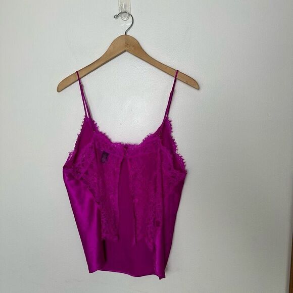 Victoria Secret Women’s Very Fuchsia Stretch Satin Open Lace Back Cami Short Paj - Picture 3 of 15